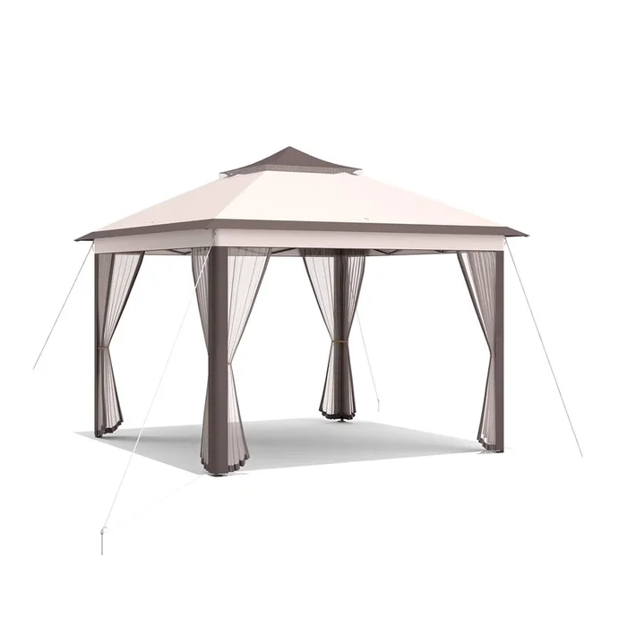11 x 11 Feet 2-Tier Pop-Up Gazebo Tent Portable Canopy Shelter Carry Bag Mesh