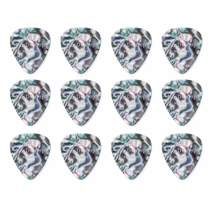 12 x Jim Dunlop Genuine Celluloid Abalone Medium Gauge Guitar Picks *NEW*