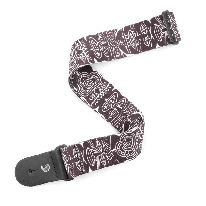 2 Inch Woven Guitar Strap, Tiki Totem Pole – Black & White, by D’Addario