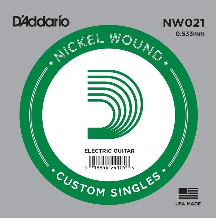 2 x D’Addario NW021 Single Nickel Wound .021 Electric Guitar Strings, String