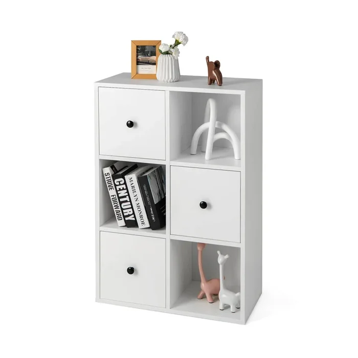 3-Tier Bookcase with Anti-toppling Device for Living Room