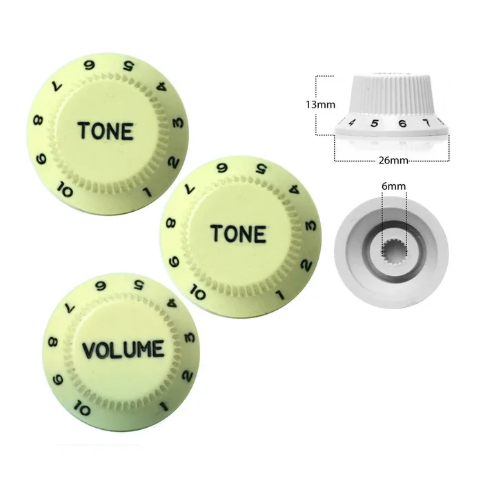 3 x Strat Style Volume / Tone Control Knobs Electric Guitar – Mint Green