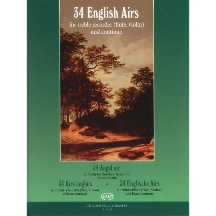 34 English Airs – for treble recorder (flute, violin) and continuo