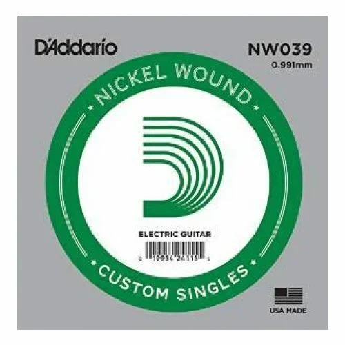 5 x D’Addario NW039 Single Nickel Wound .039 Electric Guitar Strings, String