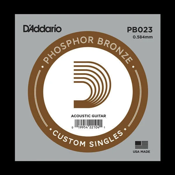 5 x D’Addario PB023 Single Phosphor Bronze Acoustic Guitar Strings