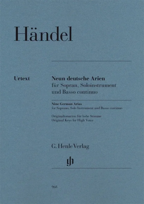9 German Arias Soprano/Instr/Basso Continuo (Softcover Book)