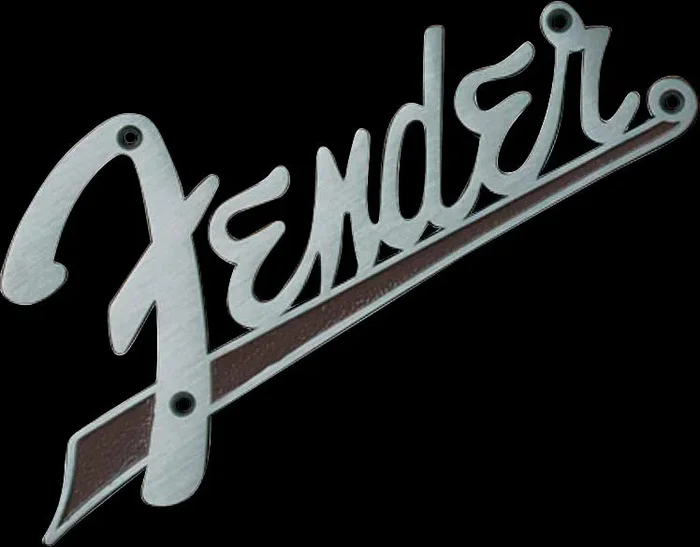AMP LOGO – FENDER ”63 FLAT Chrome w/Brown Tail