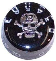 AMS LP888 Control Knob Black W/Skull Pic Silver Numbers