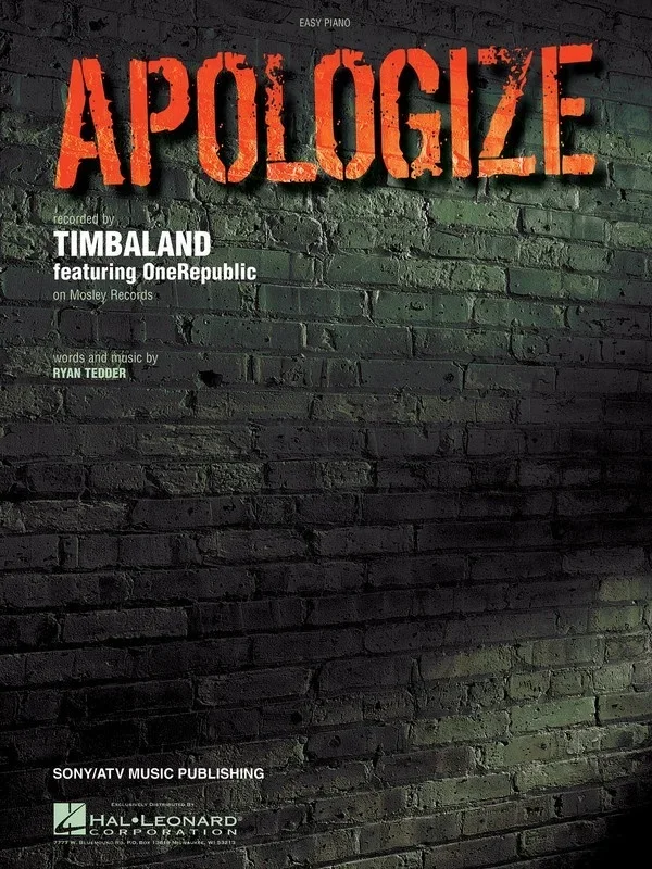 Apologize Easy Piano S/S (Sheet Music)