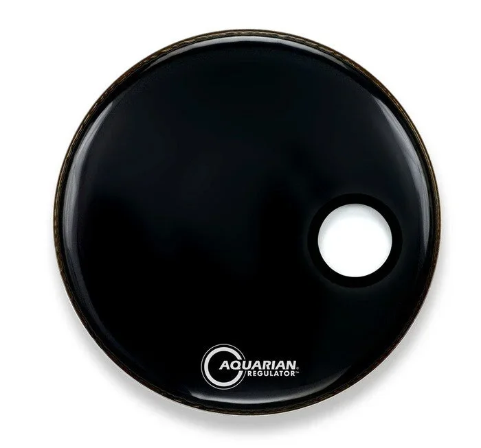 Aquarian 22 Inch Bass Drum Head Black Side Hole RSM22BK