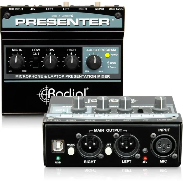AV presentation interface w/ USB, 3.5mm, & Mic ins, Stereo balanced outs