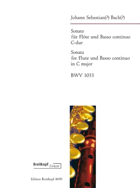 Bach – Sonata C Major Bwv 1033 Flute/Piano Urtext (Softcover Book)