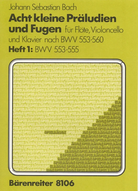 Bach: Eight Preludes & Fugues Book 1 for Flute (or Cello) & Piano