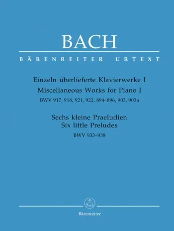 Bach J. S. : Miscellaneous Works For Piano: Book 1 (Barenreiter)