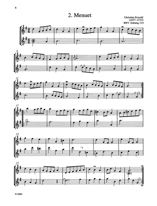 Bach: Notebook for Anna Magdalena Bach – 1725 (arr. for soprano & alto recorder)