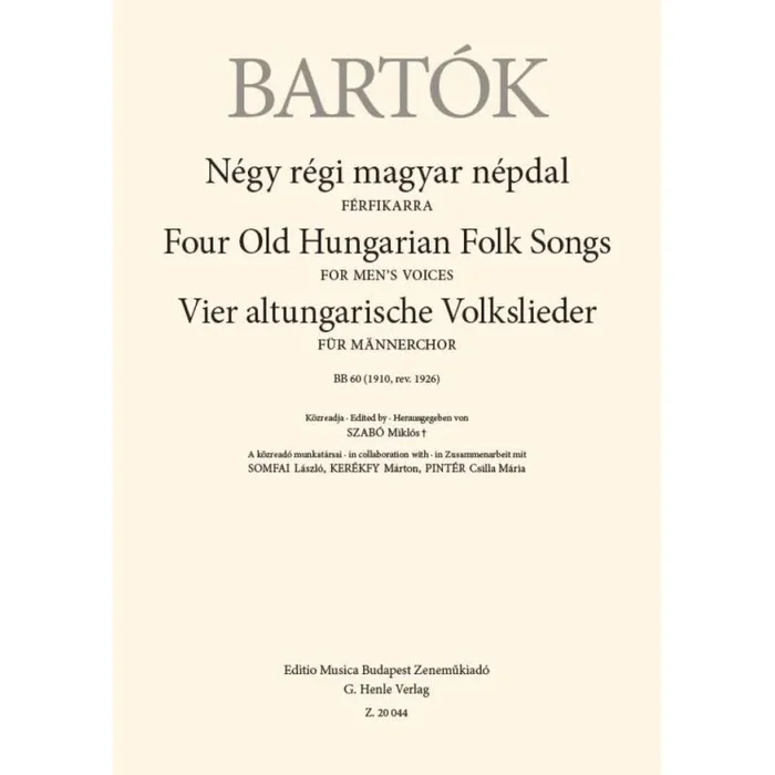 Bartók, Béla – Four Old Hungarian Folk Songs (lower vc)