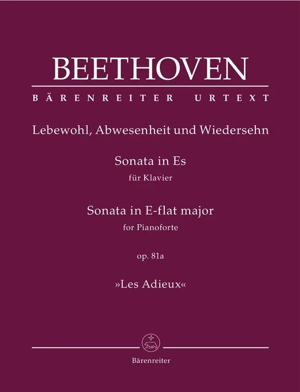 Beethoven – Piano Sonata E Flat Major Op 81A Les Adieux (Softcover Book) Urtext Edition Book