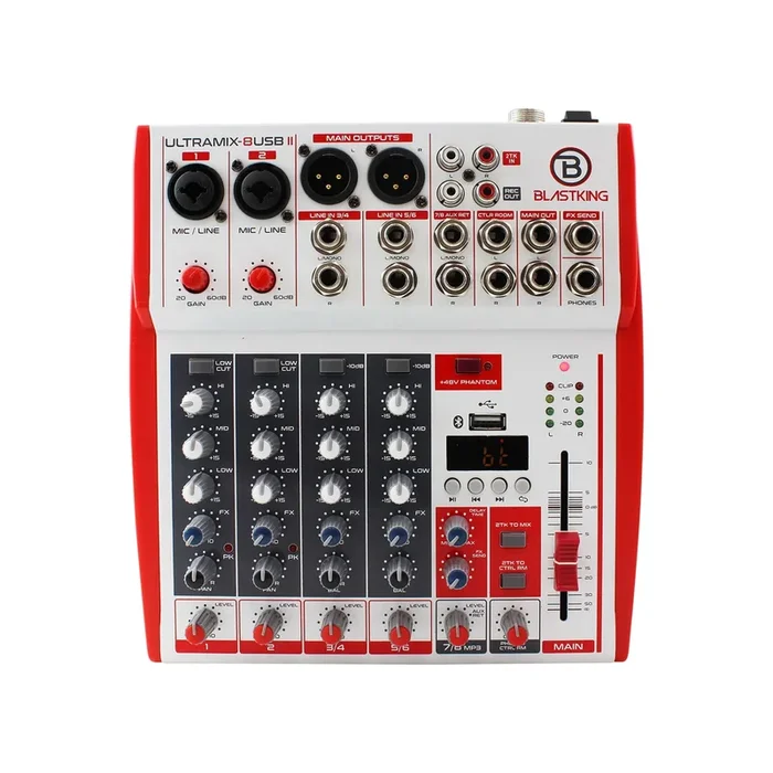 Blastking ULTRAMIX-8USBII 8 Channel Analog Stereo Mixing Console