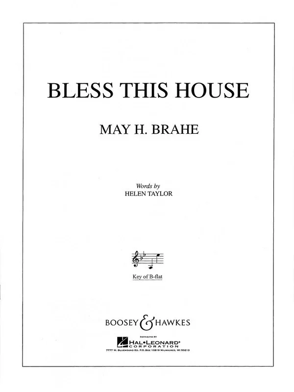 Bless This House Low Voice In B Flat And Piano Book