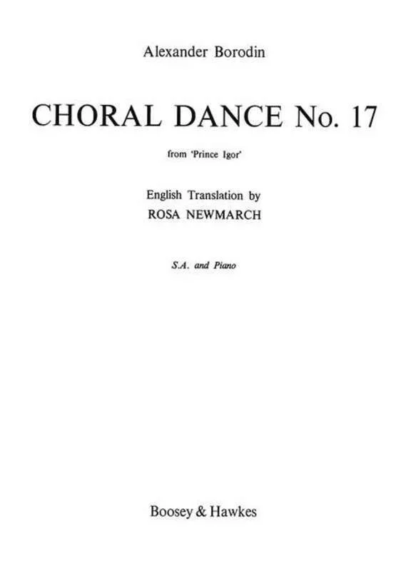 Borodin – Choral Dance No 17 SA (Octavo) Book