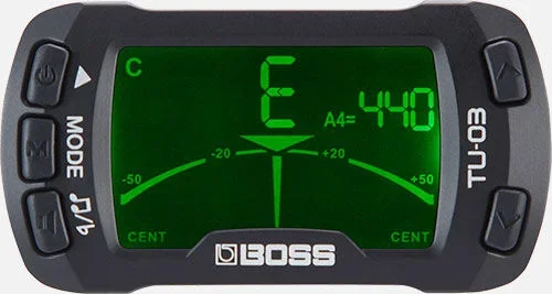 BOSS TU-03 Clip-On Tuner & Metronome – Compact Chromatic Tuner with Metronome for String Instruments