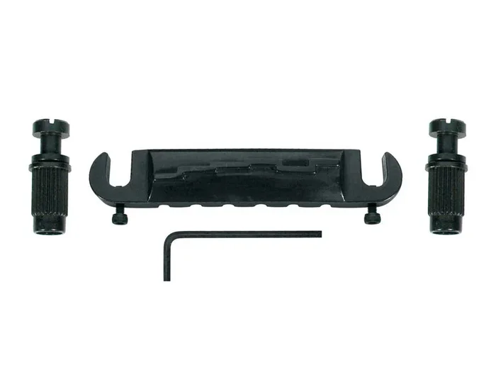 Bridge-tailpiece, G-model, with studs, fixed staggered saddles, black