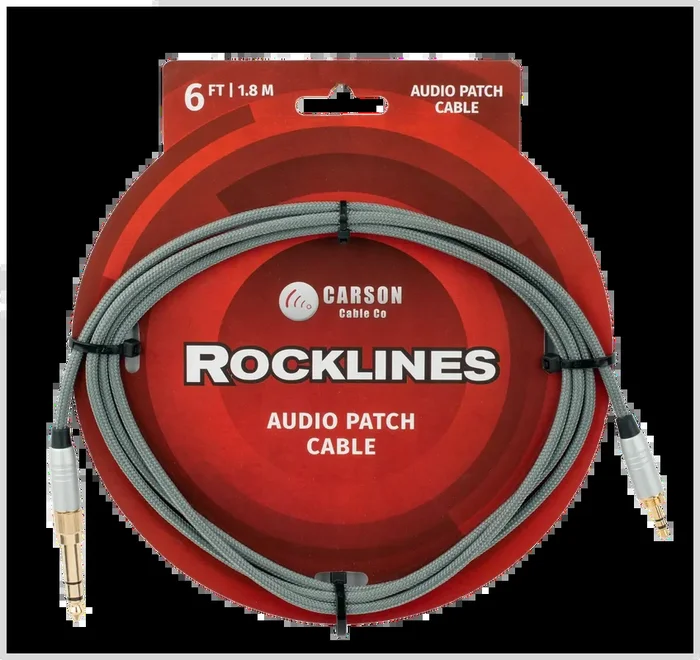 Carson Cable Co Carson Rocklines 3.5mm to 6.3mm Stereo Audio Patch Cable – 6ft