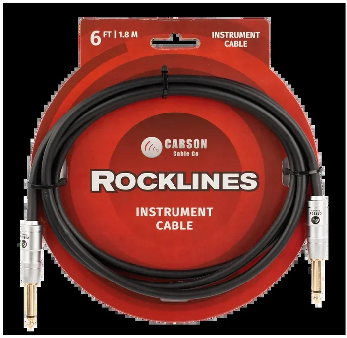 Carson Cable Co Rocklines 6ft Noiseless Instrument Cable, Straight to Straight, Black