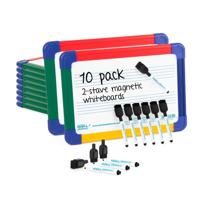 Chamberlain Music magnetic A4 dry-wipe whiteboard 2 staves – 12 pack