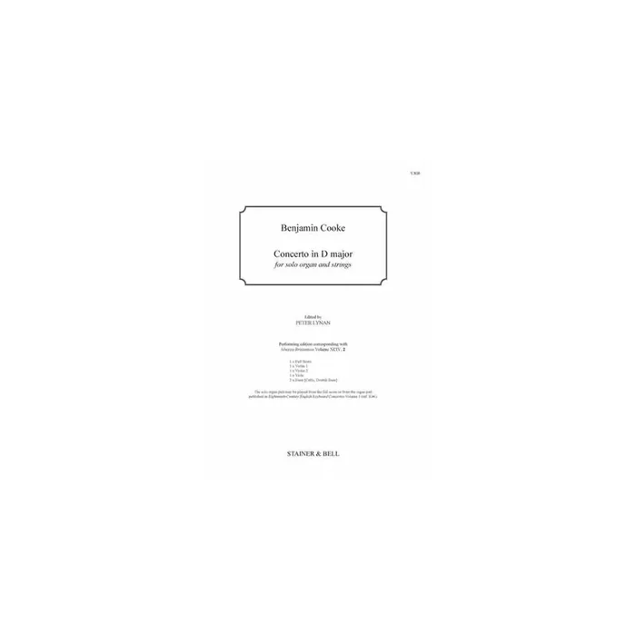 Cooke, Benjamin – Concerto in D major. Score and Parts