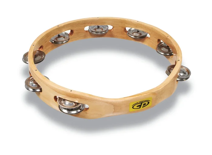CP by Latin Percussion CP389 10″ Handheld Single Row Tambourine – Steel Jingles