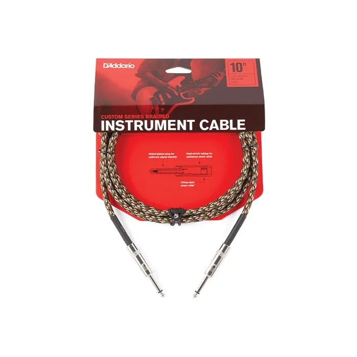 D’Addario 10 Ft Custom Series Braided Instrument Cable Camo
