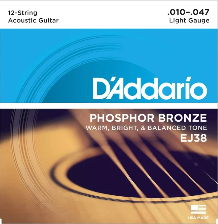 D’addario 12 String Phosphor Bronze Acoustic Strings Light 010 047 – EJ38