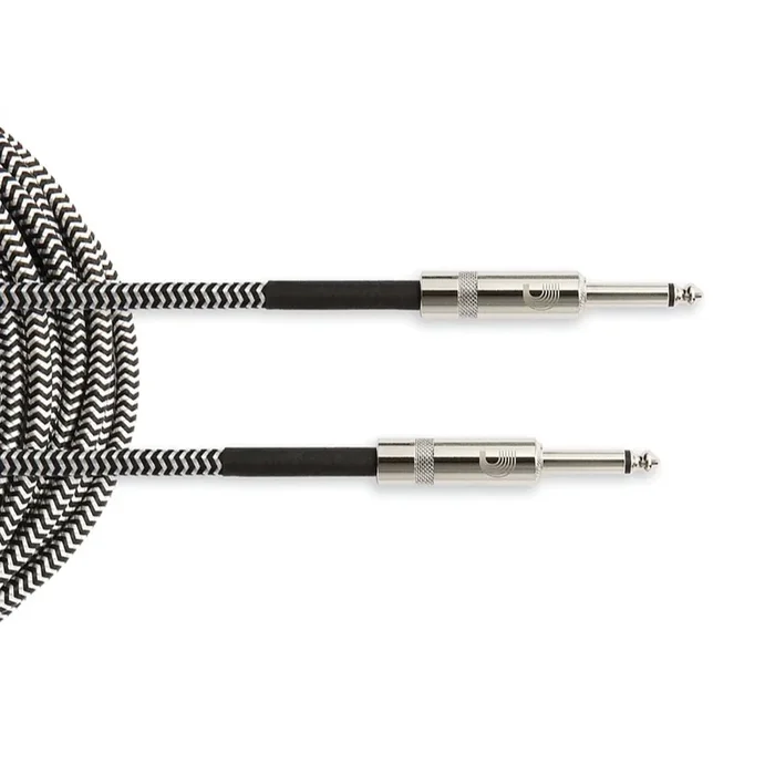 D’Addario 15 Foot Grey Custom Series Braided 1/4 Inch Instrument Cable – PWBG15BG