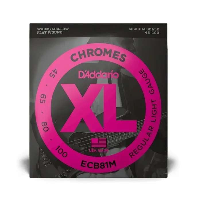 D’Addario ECB81M 45-100 Light Medium Scale Chromes Bass Guitar Strings