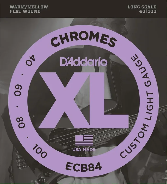 D’Addario ECB84 Chromes Bass Guitar Strings, Custom Light, 40-100, Long Scale