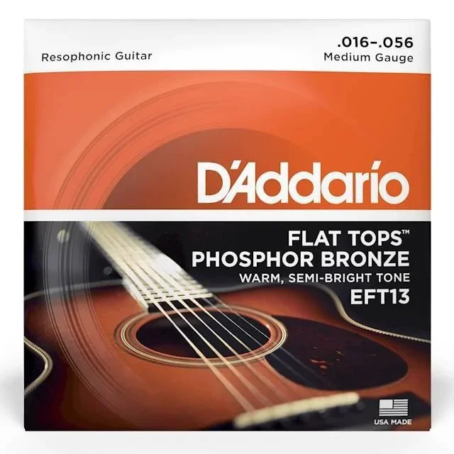 D’Addario EFT13 Flat Tops Phosphor Bronze Acoustic Guitar Strings – Medium 16-56