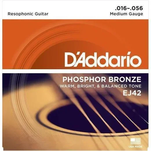 D’Addario EJ42 Cuerdas de guitarra resofónica de bronce fosforado, 16-56