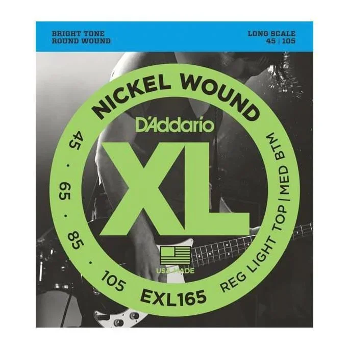 D’Addario Exl165 Bass Guitar Strings 45-105 Soft Top Reg Bottom, Long Scale