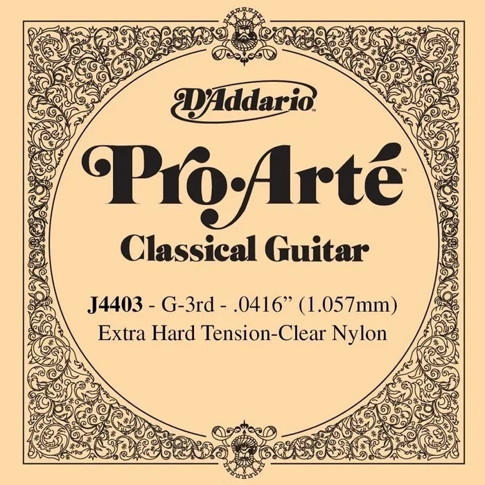 D’Addario J4403 Pro-Arte Nylon Classical Guitar Single String, Extra-Hard Tension, Third String