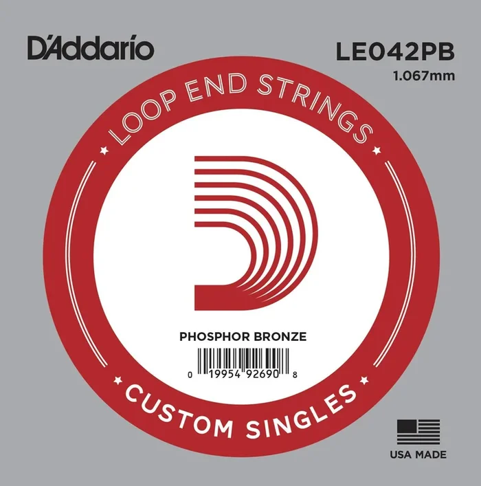 D’Addario LE042PB Phosphor Bronze Loop End Single String, .042