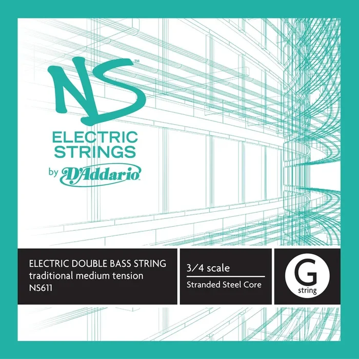 D’Addario NS Electric Traditional Bass Single G String, 3/4 Scale, Medium Tension