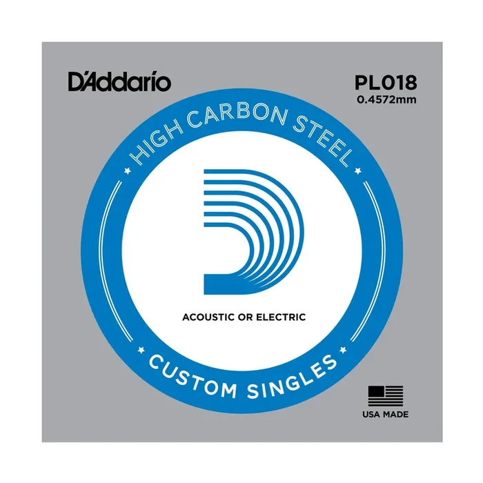 D’Addario PL018 Plain Steel Guitar Single String, .018