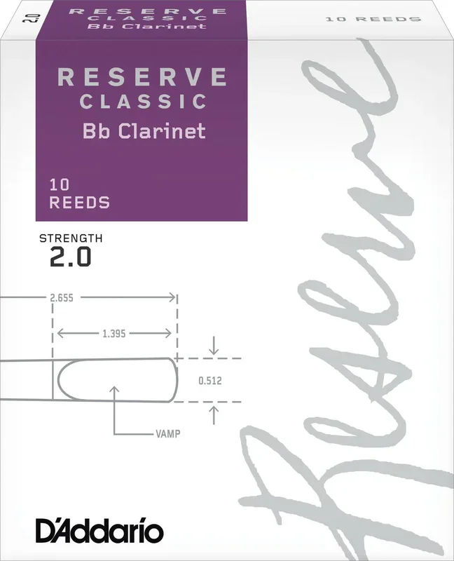 D’Addario Reserve Classic Bb Clarinet Reeds, Strength 2.0, 10-pack