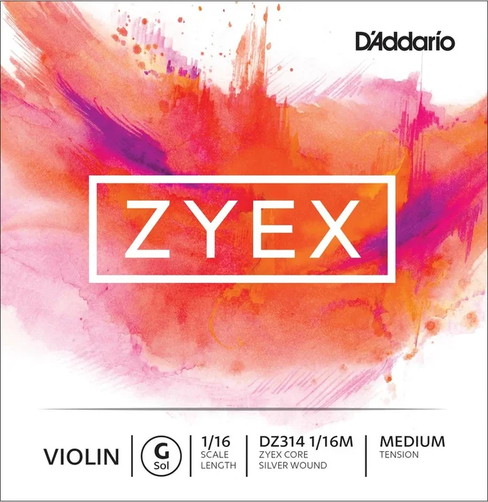 D’Addario Zyex Violin Single G String, 1/16 Scale, Medium Tension