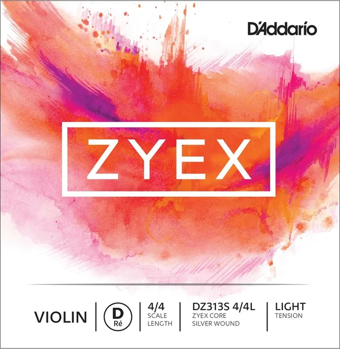 D’Addario Zyex Violin Single Silver D String, 4/4 Scale, Light Tension