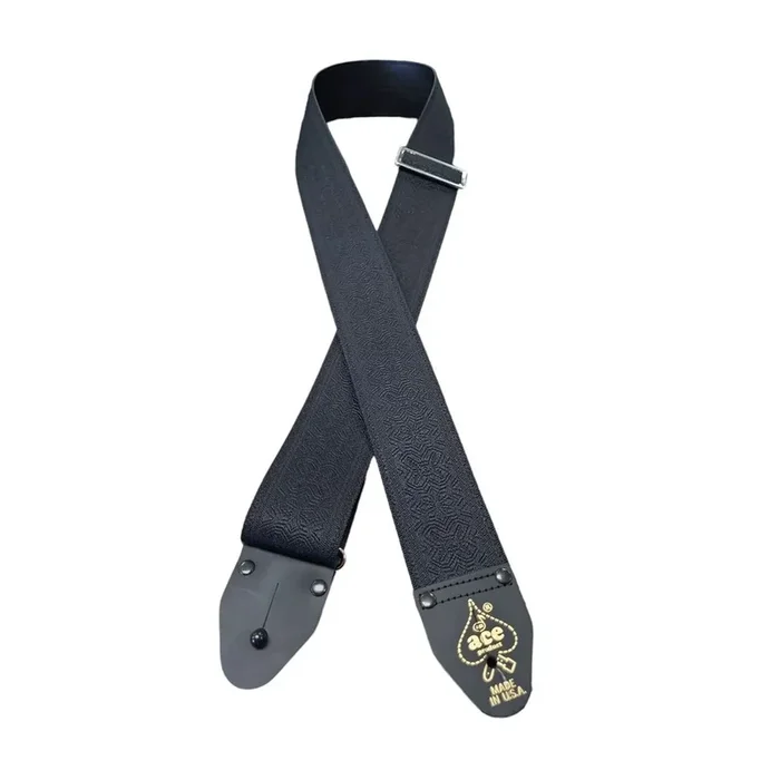 D’andrea Ace Embossed Guitar Strap – Black