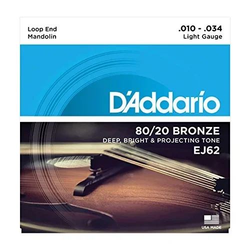 D’Addario EJ62 80/20 Light Gauge Bronze Mandolin Strings – 10-34