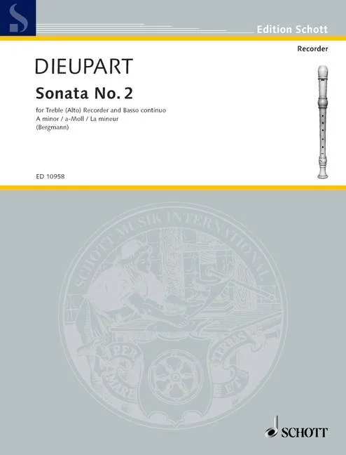 Dieupart, Charles : Dieupart, Charles : Sonata, No. 2 A minor – treble recorder and piano – Schott Digital