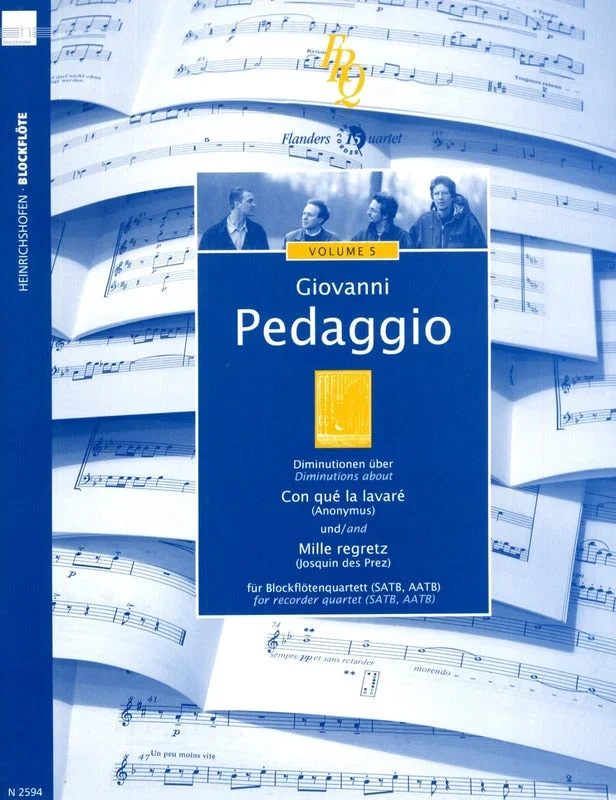 Diminutions on ‘Con qué la lavaré’ and Josquin’s ‘Mille Regretz’ (arr. for SATB recorders)
